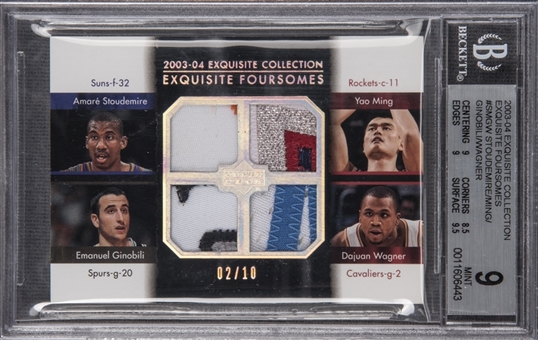 2003-04 UD "Exquisite Collection" Foursome Stoudemire/Ming/Ginobili/Wagner (#02/10) - BGS MINT 9